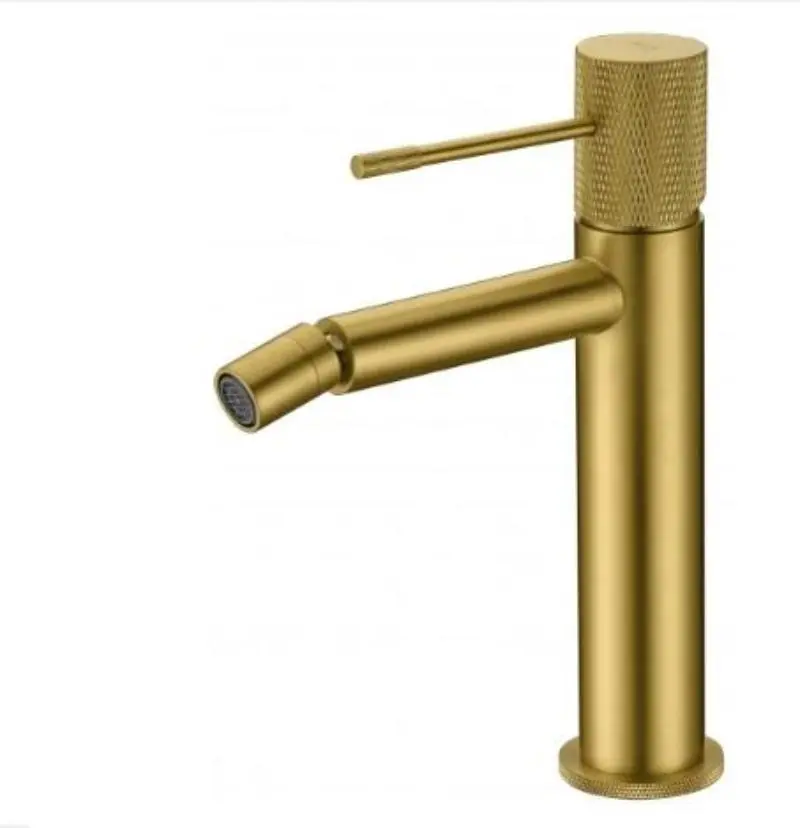 Monomando de bidé oro cepillado serie line