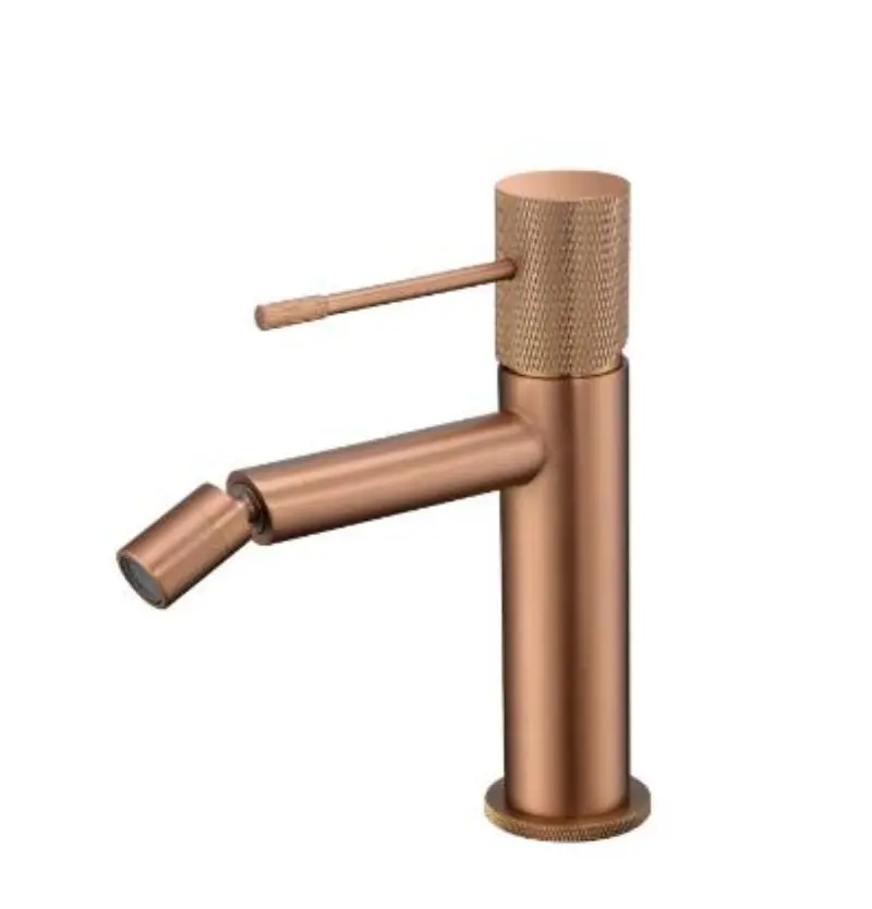 Monomando de bidé oro rosa cepillado serie line