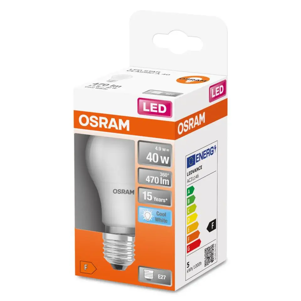 BOMBILLA LED A60 ATEMPORAL 4,9w 840 E-27 OSRAM