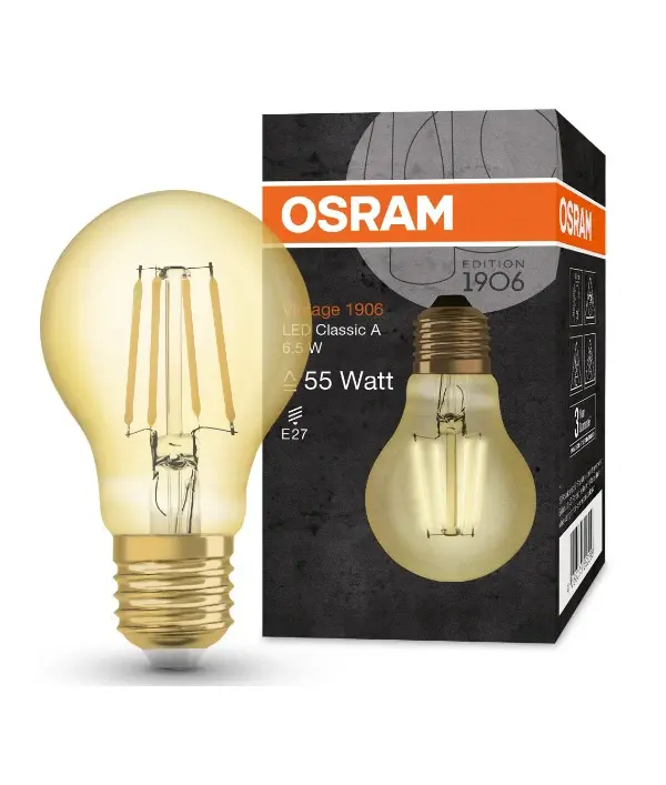 BOMBILLA LED A60 FILAM. AMBAR 6,5W 2400K E-27 OSRA