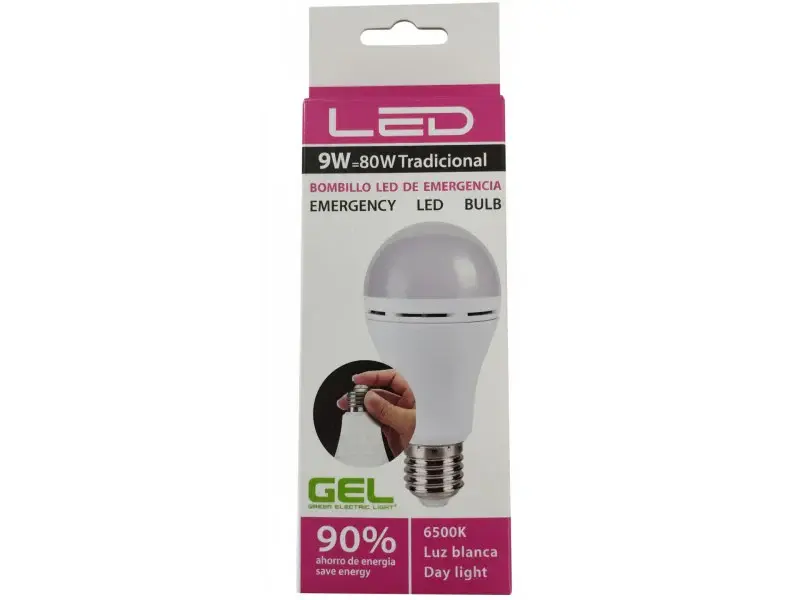 BOMBILLO LED E27 EMERGENCIA 9W 720LM GEL con Base E40