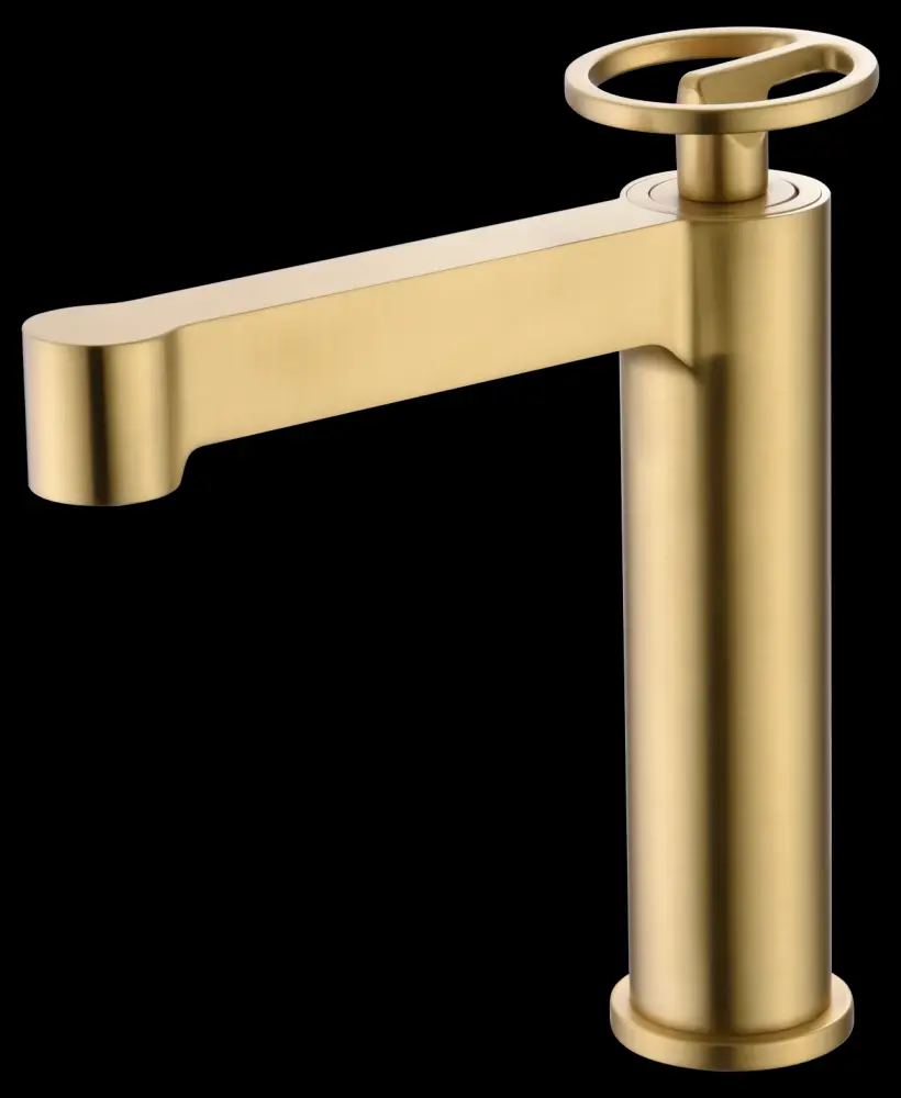 Griferí monomando lavabo largo oro cepillado Olimpo de Imex