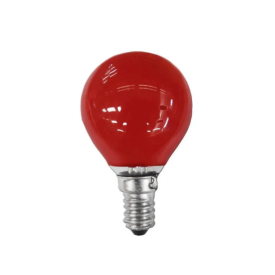 ESFERICA INCANDESCENTE COLOR ROJA 25w E-14 con Forma de Vela