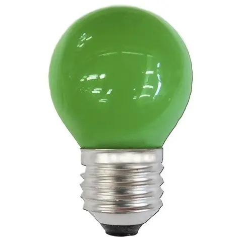 ESFERICA INCANDESCENTE COLOR VERDE 25w E-27 con Rosca E27 Estándar