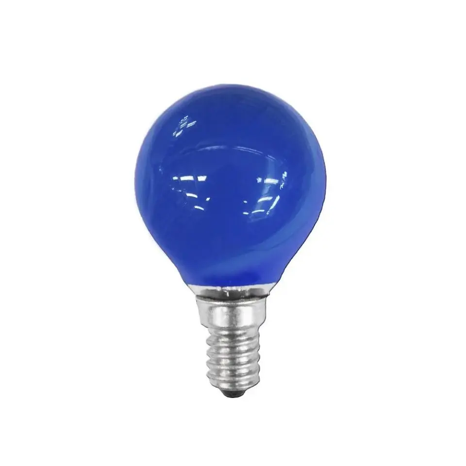 Vidrio Resistente ESFERICA INCANDESCENTE COLOR AZUL 25w E-14