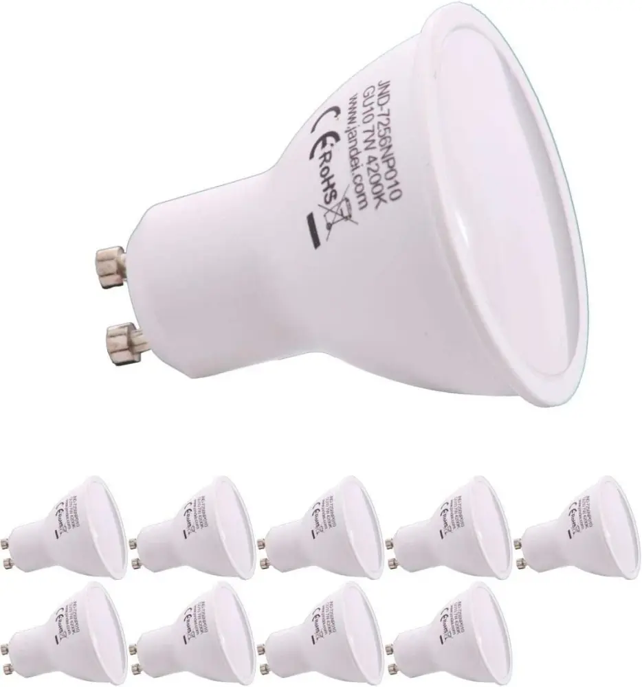 10x bombillas LED gu10 7w, 650 lm, luz blanca neutra 4200k Pack de 3 Unidades