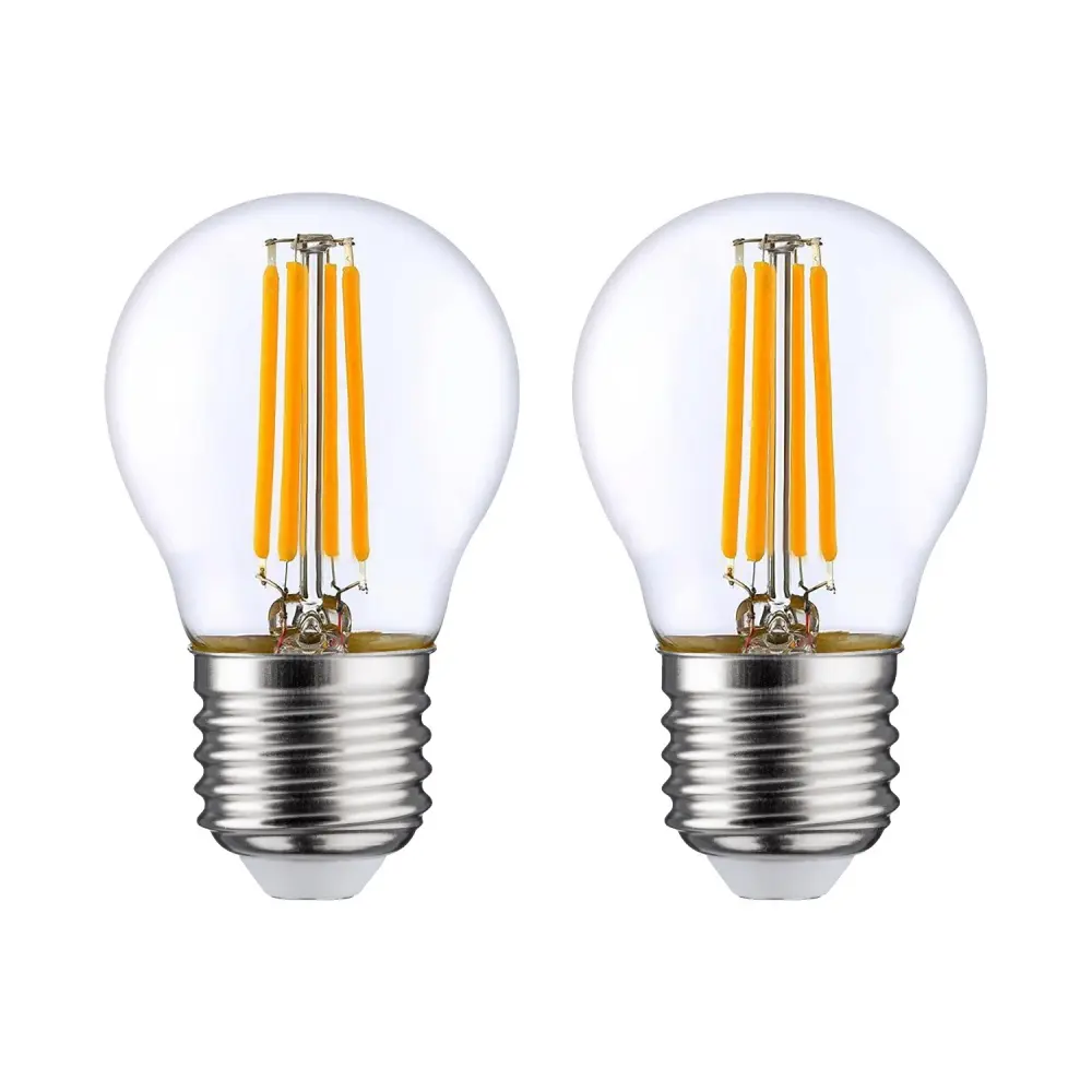 Ahorro Energético Certificado Pack 2 bombillas led filamento esféricas e27 4w equi.40w 470lm 2700k