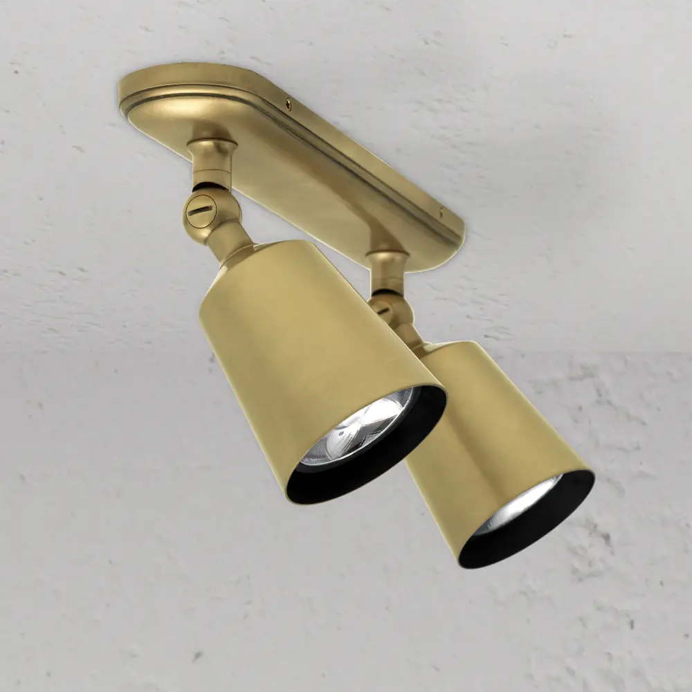 Alta Luminosidad Baylis - Lámpara de techo doble mediana – Latón antiguo