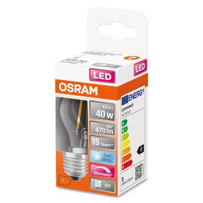 Alta Luminosidad ESFERICA LED 5w E-27 840 OSRAM PÁLIDO REGULABLE