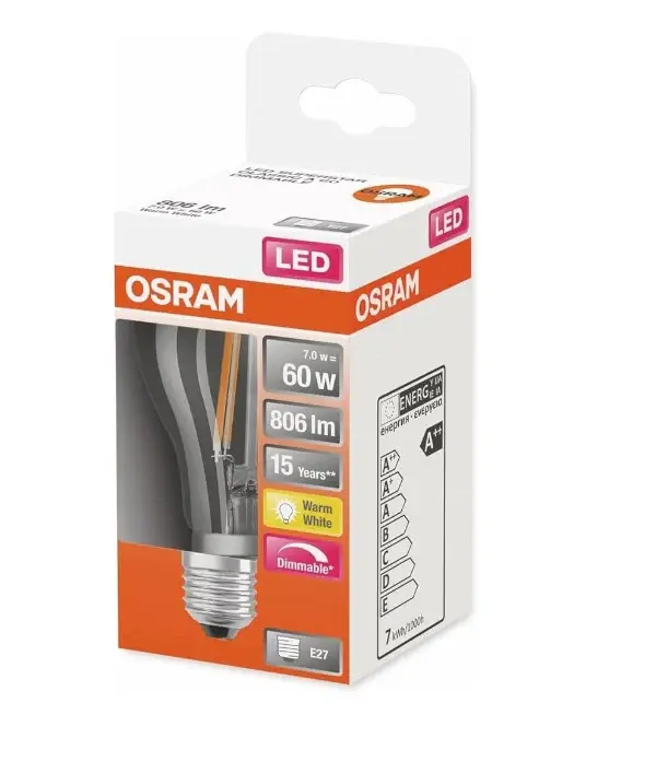 BOMBILLA LED A60 6,5w 827 E-27 OSRAM SUAVE REGULABLE