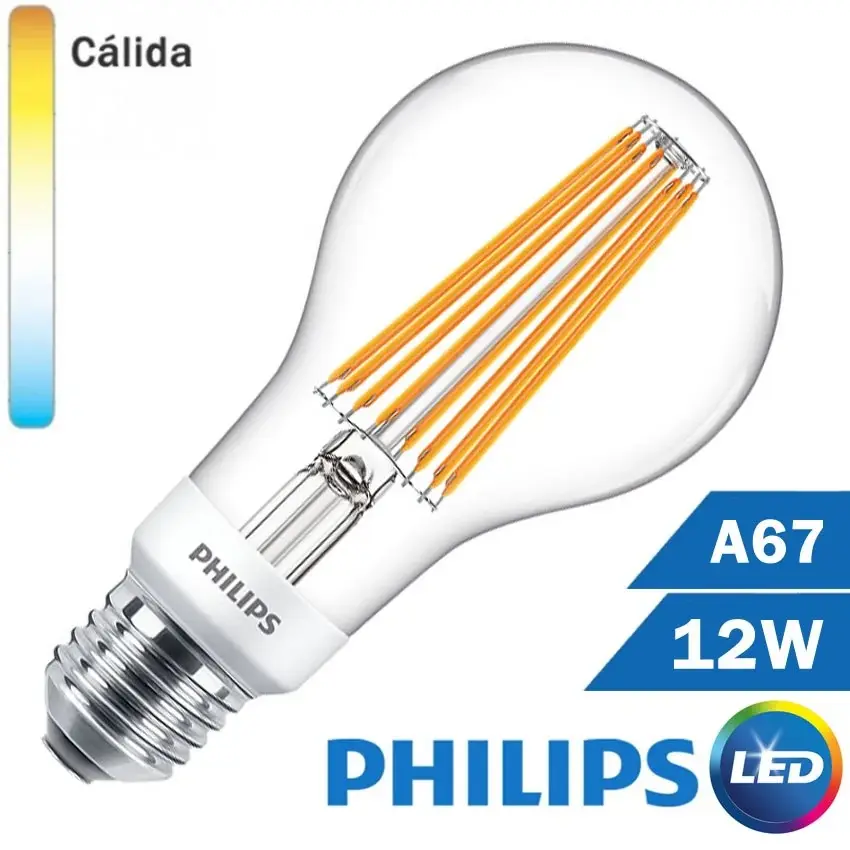 BOMBILLA LED E27 PHILIPS 12W A67 CLARA