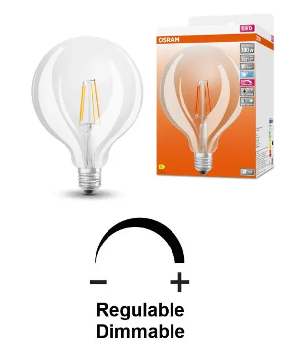 GLOBO LED 125mm FIL. CLARO 11w 840 E-27 PÁLIDO OSRAM