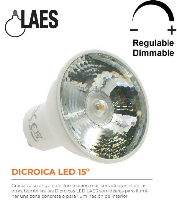 GU10 LED 7W 2700K 15º SUAVE REGULABLE