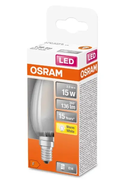 VELA LED FILAMENTO MATE 1,5w E-14 827 OSRAM