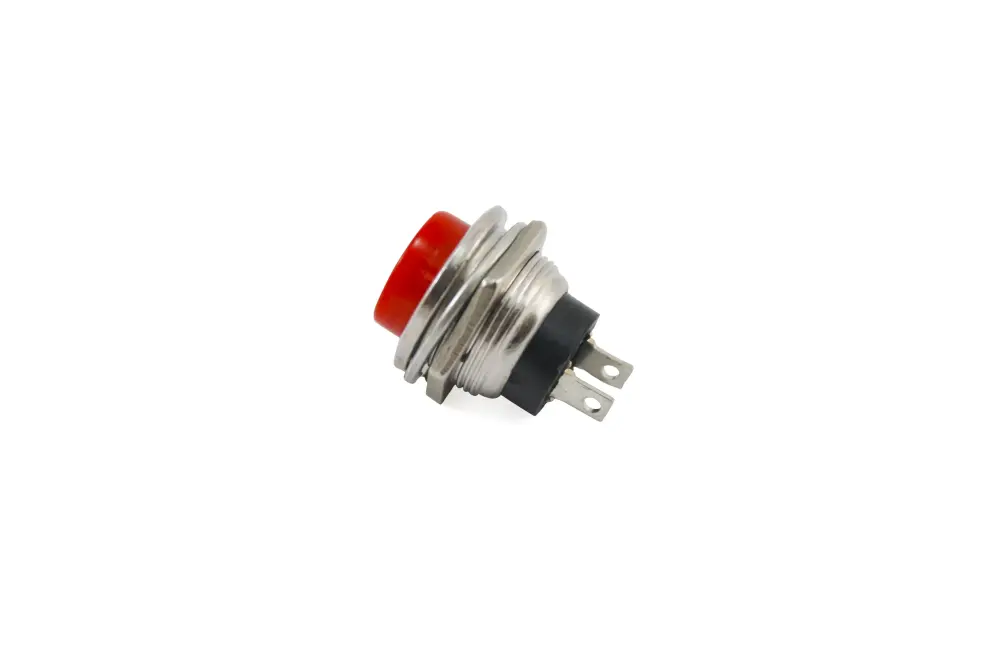 Timbre Inalámbrico PULSADOR METALICO 3A ROSCA 16MM N/ BOTON ROJO