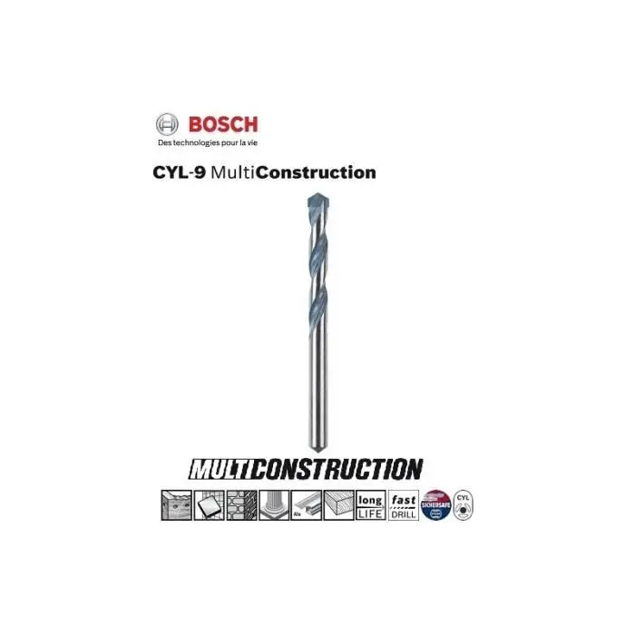 Broca cilíndrica diámetro 10 x 120 mm longitud útil 80 mm multiconstrucción Bosch