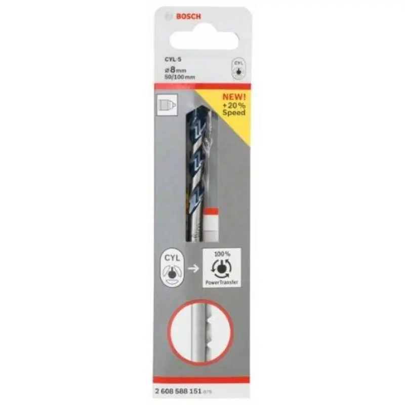 Broca de hormigón Bosch cyl-5 longlife 8x50x100 mm 2 608 588 151