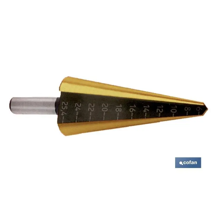Broca escalonada. Metal ligero-talad. 26 - 40 Cofan