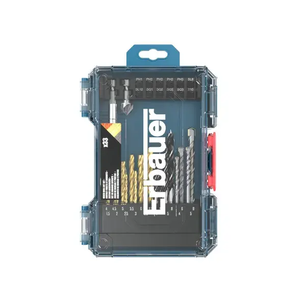 Set brocas y puntas HSS titanio Erbauer 33 uds