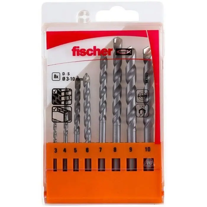 Pack 8 brocas percusion s ø3/4/5/6/7/8/9/10mm 543027 Fischer
