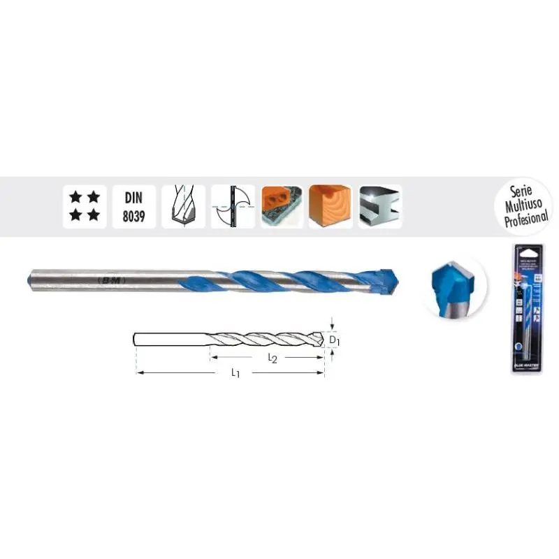Broca multiusos profesional 12 mm bluemaster bw812b en blister Fplus