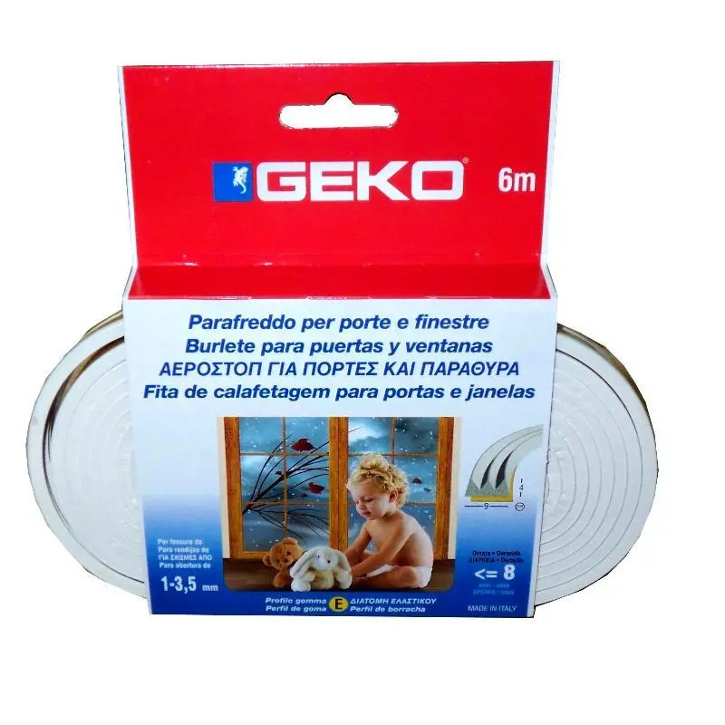 Geko burlete caucho emme tipo e color blanco 6mx9mm Fplus