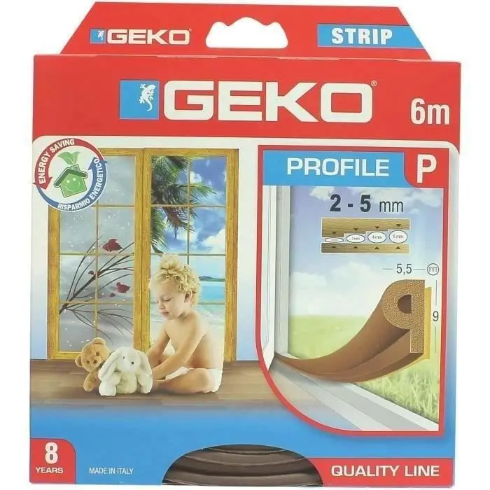 Geko junta adhesiva perfil p en caucho epdm - 9mmx6m - marrón Fplus
