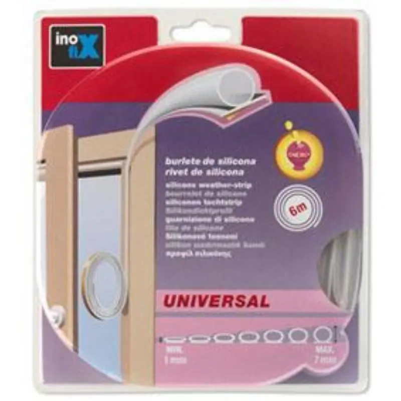 Burlete silicona transparente 6m 2110 blister Inofix