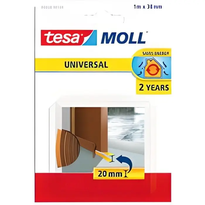 Junta inferior de puerta adhesiva - tesa - espuma de PVC - 1 m x 38 mm - ma Tesa (cintas)