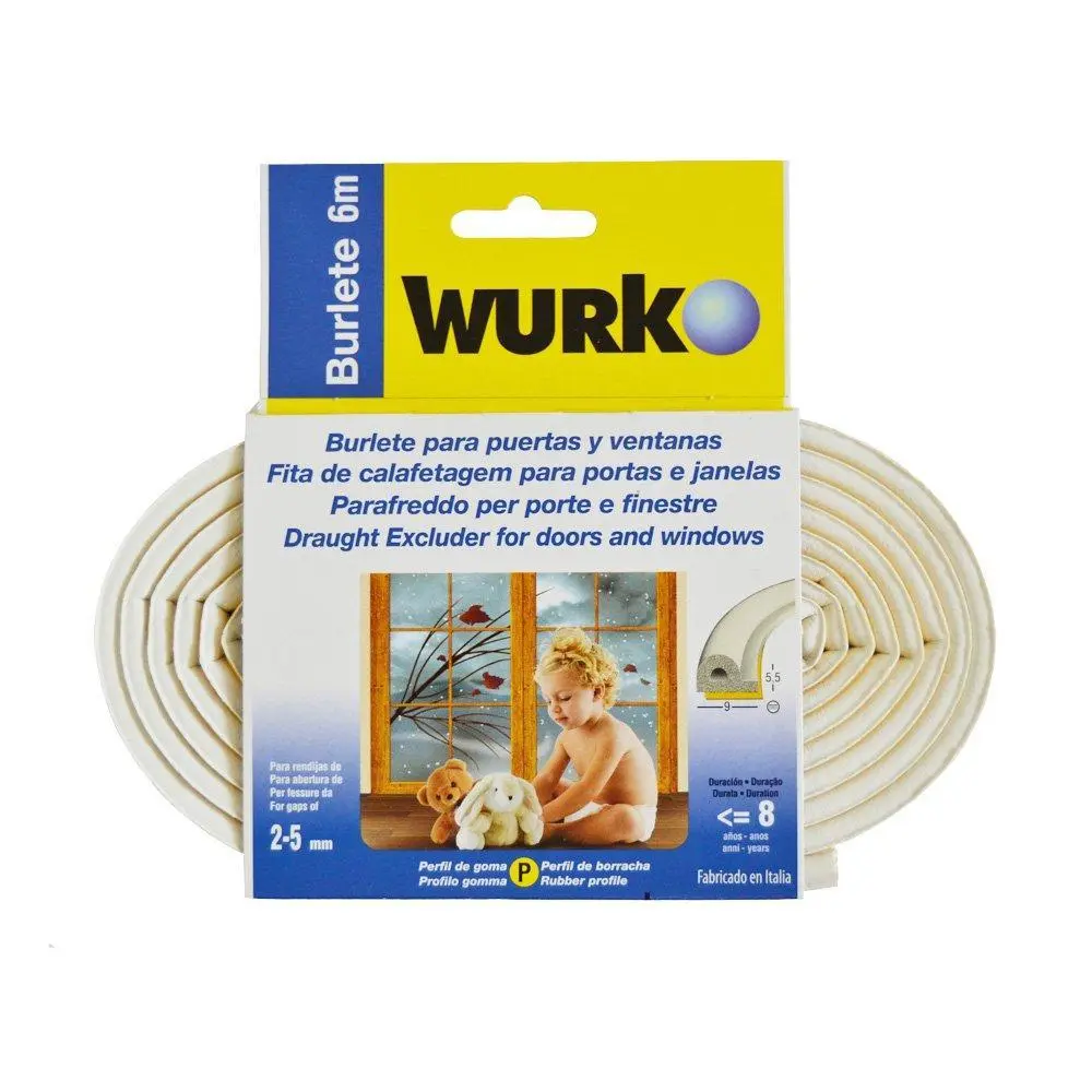 Burlete caucho perfil p6 blanco Wurko