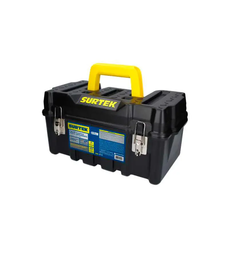 Caja portaherramientas plástica 17" x 9" x 8" Surtek CPS17 Color Gris Industrial