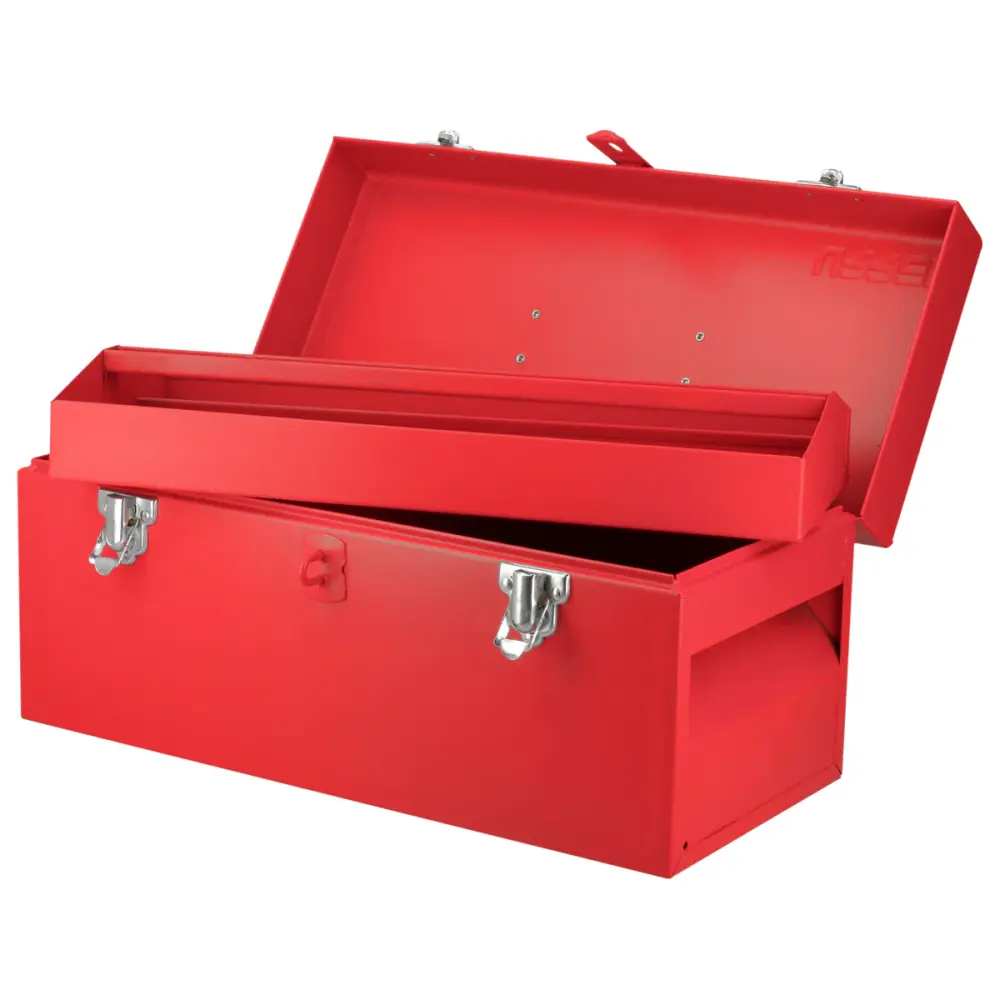 Caja portaherramientas métalica con asa plástica color rojo 16" x 7" x 7" Urrea | Clasificación UL y Garantí