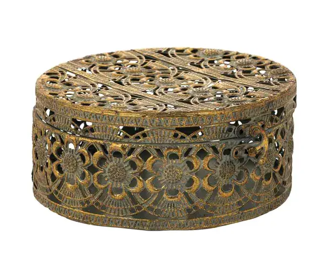 Caja Joyero de acero dorada 20x20x9