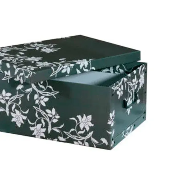 Caja multiusos con tapa 45 L negro flores para el Hogar