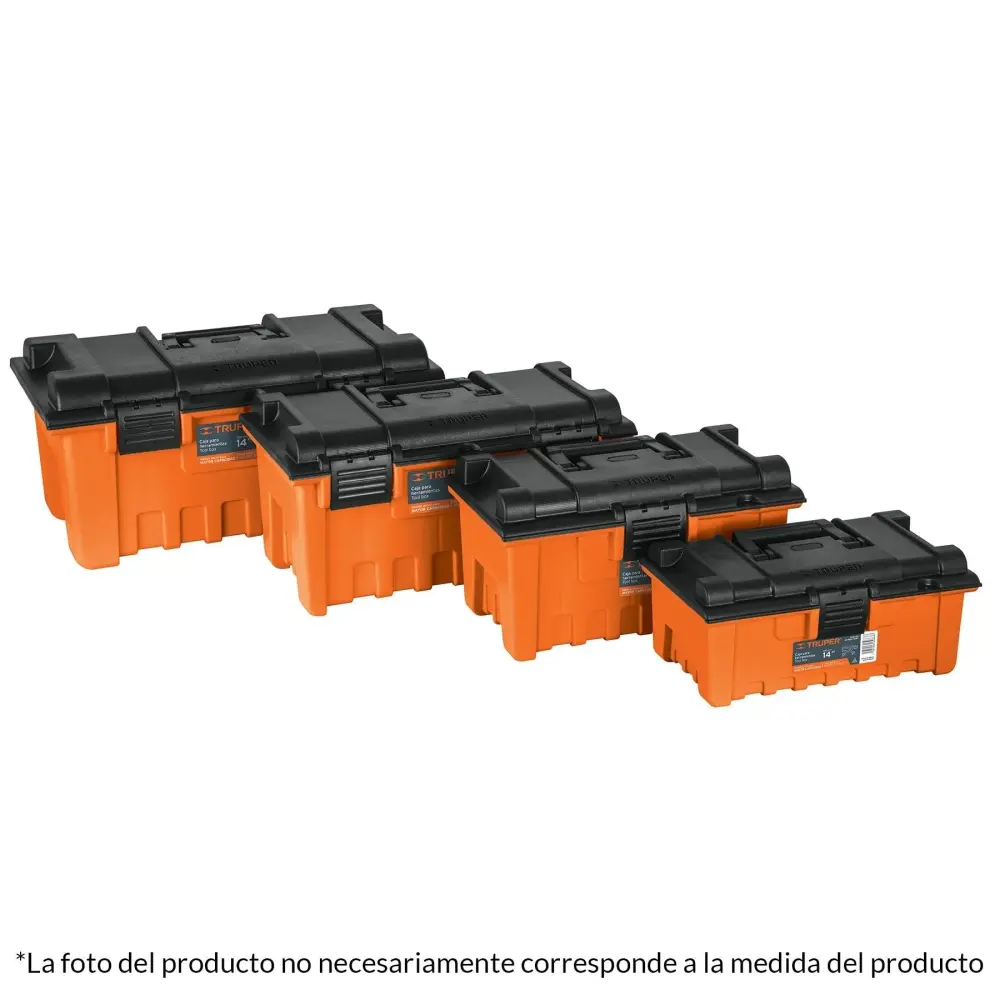 Caja para herramienta, amplia de 19", color naranja con 5 ños de Garantí
