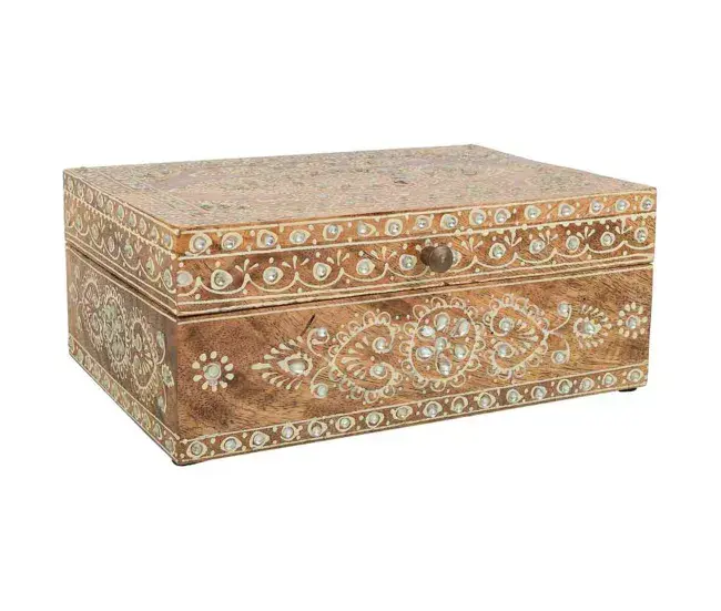 Caja-Joyero Alexandra House Living Blanco Sin aditivos Madera de mango Madera MDF 18 x 10 x 25 cm