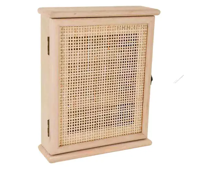 Profesional con Certificación Caja de llaves de madera y rejilla marrón 24x7.5x30