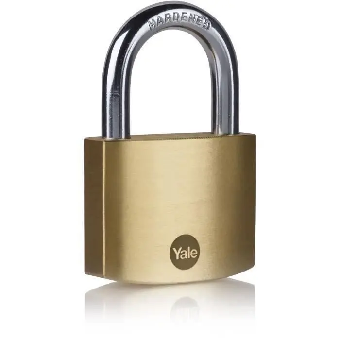Candado yale y110b/50/126/1 de latón con arco de acero cementado y 3 llaves Bisagra de 4 Pulgadas