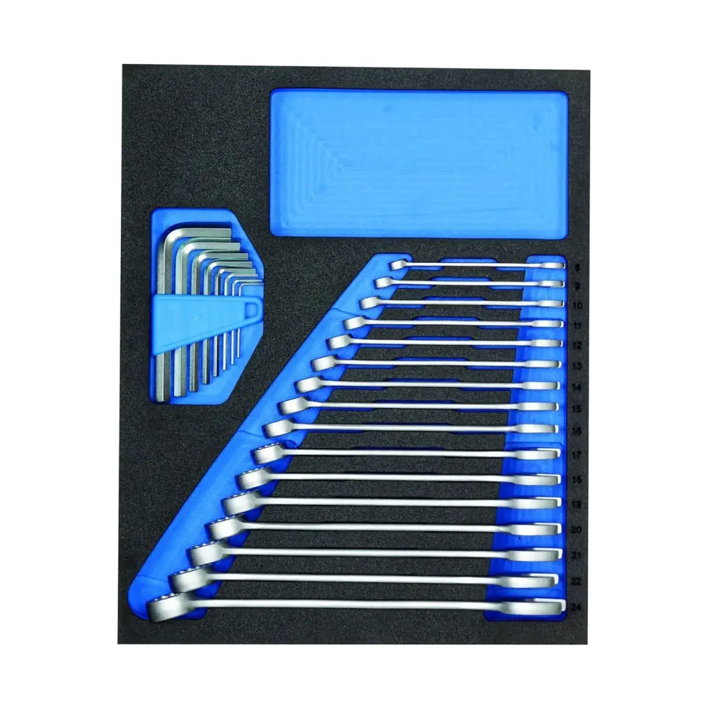 GEDORE TS CT2-7 - Juego de llaves combinadas y acodadas en módulo de espuma Check-Tool de doble cuerpo, 24 piezas | Antic...