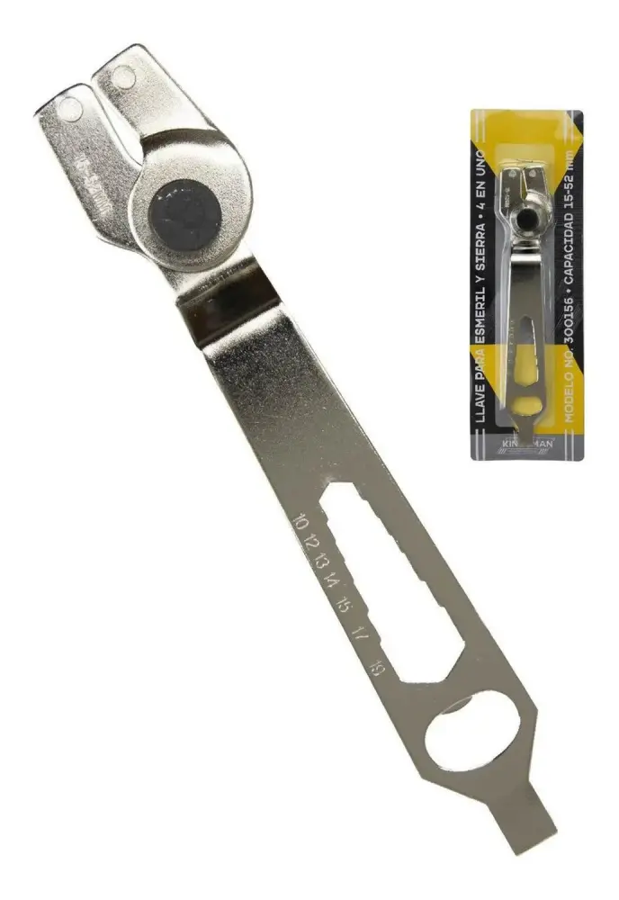 Llave para Esmeril Angular y Sierra de 4 en 1 Capacidad 15-52 mm 300156 Kingsman con Llave de Repuesto