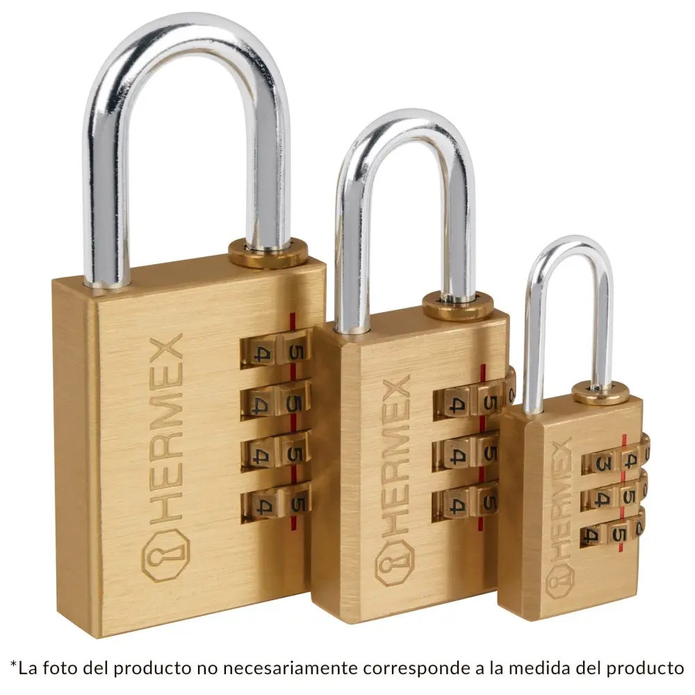 Candado de latón, 40mm de combinación, blister para Cofres y Baúles