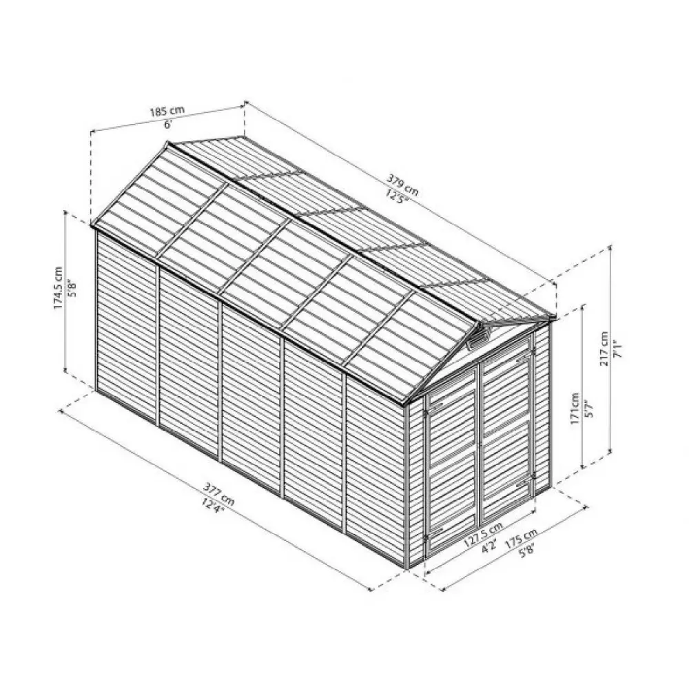 Cobertizo de jardín Skylight ambar 185x379 Canopia Palram para Uso Exterior