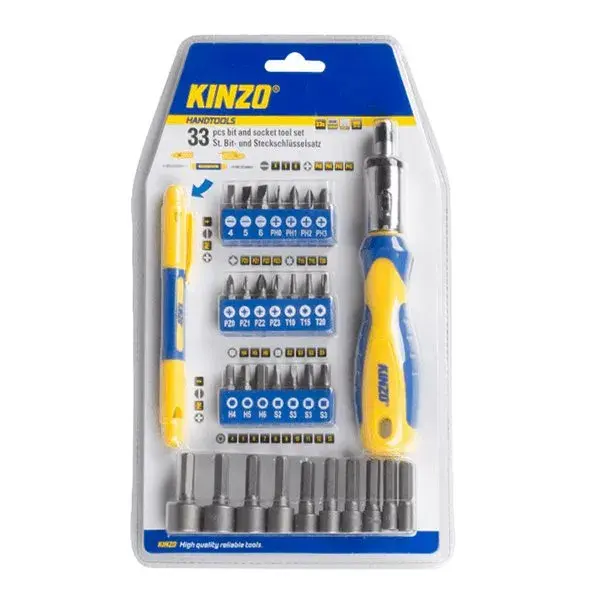 Conjunto de herramientas Kinzo 33 piezas con Llave de Repuesto