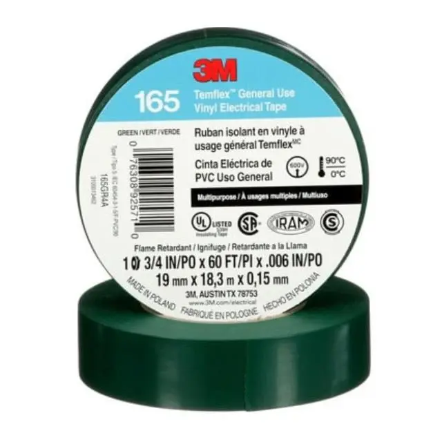 CINTA DE AISLAR 3M TEMFLEX 165 VERDE