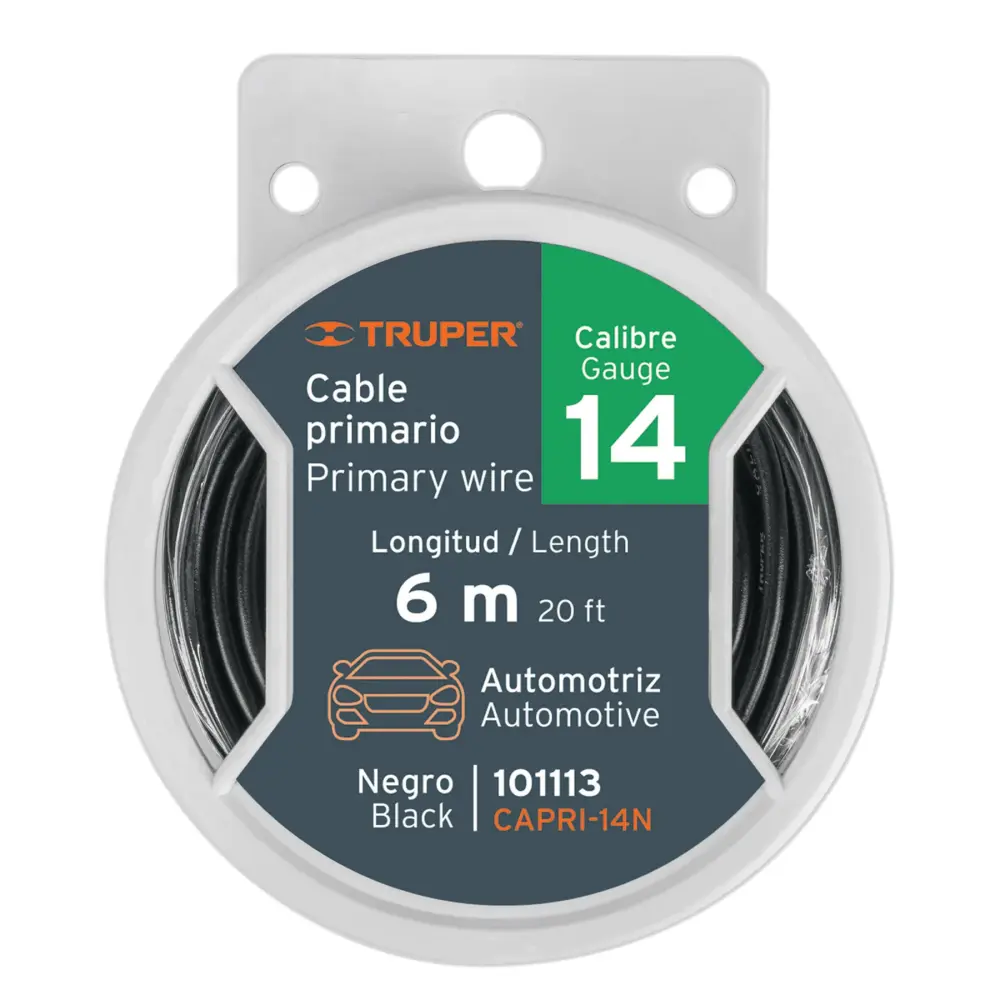 Regla Plegable CARRETE CON 6 M DE CABLE PRIMARIO NEGRO CALIBRE 14, TRUPER