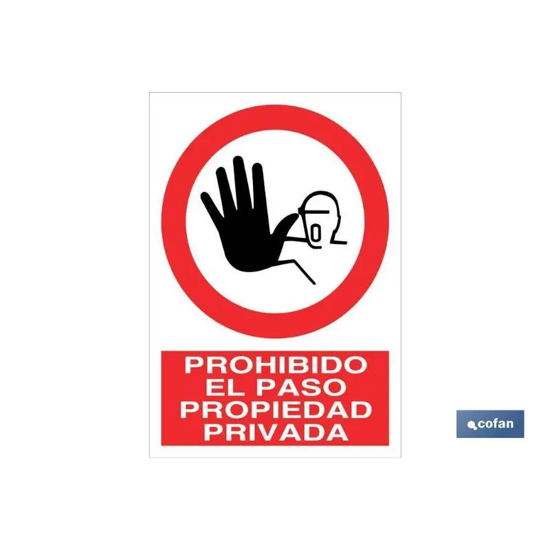 Señal poliestireno 420x297mm prohibido el paso propiedad privada