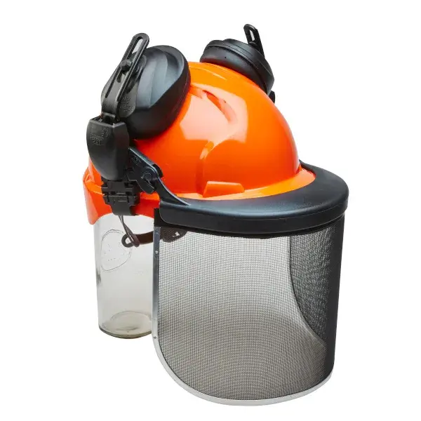 Casco forestal de seguridad naranja