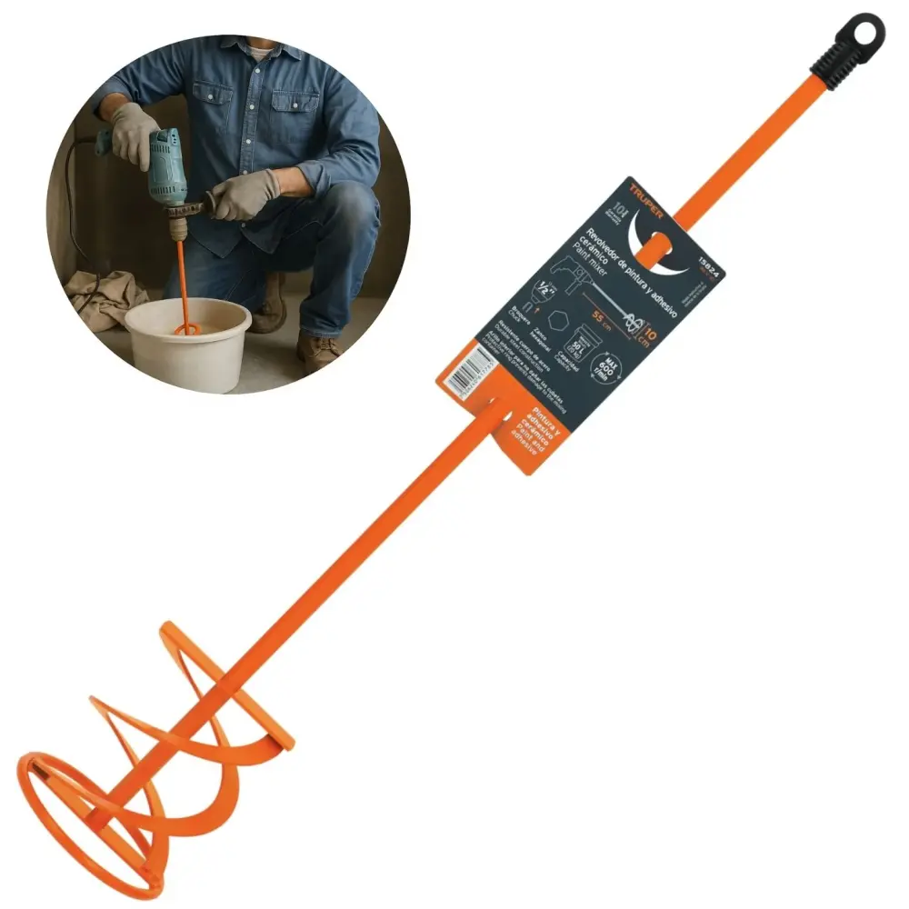 Precisión Revolvedor De Mezcla Pintura Bekron y Cemento 55 Cm Truper