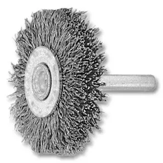 LessMann 417752 - Cepillo circular con espiga LessMann 70 mm. alambre de acero latonado ondulado STM 0,25