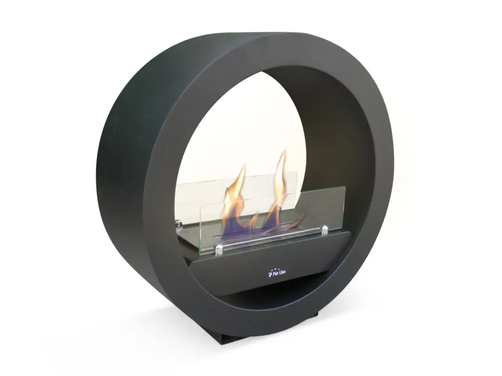 Chimenea de etanol diseño circular en acero negro Purline